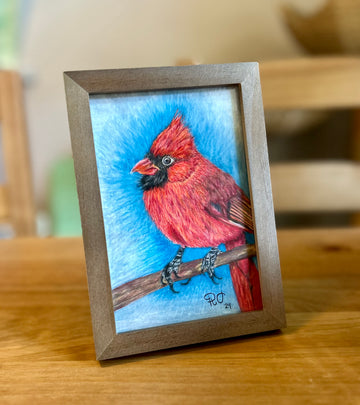 Art piece by Rowen Oaks ‘Winter Solstice Cardinal’